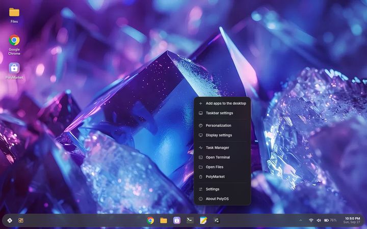 Desktop menu