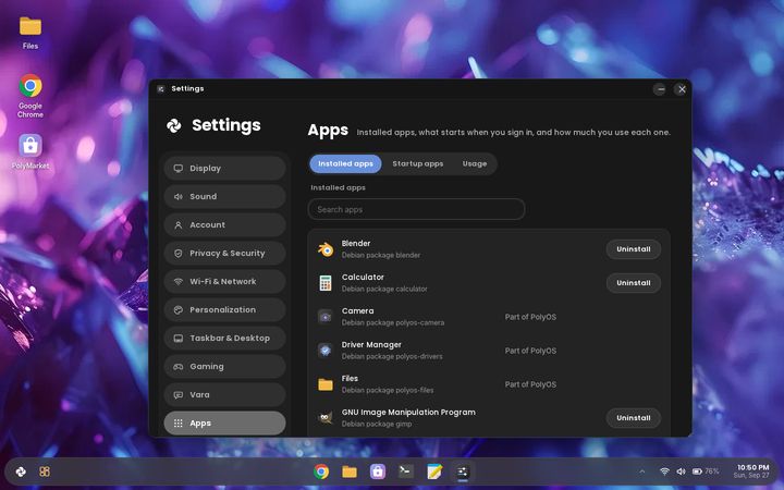Apps settings