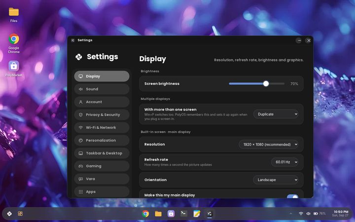 Display settings