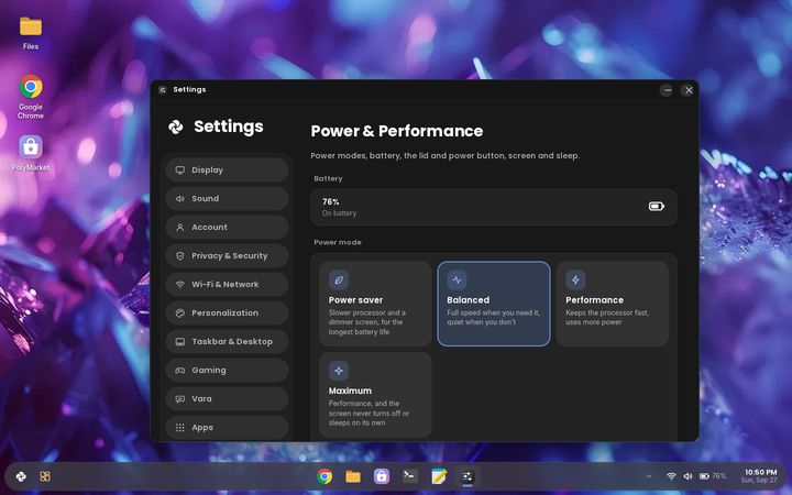 Power settings